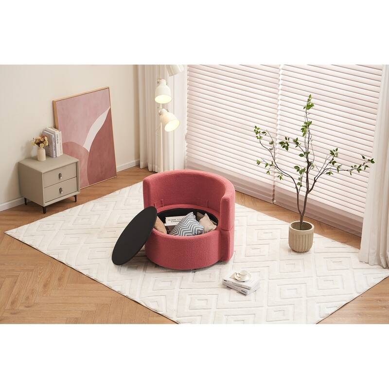 Teddy Fabric Swivel And Storage Chair