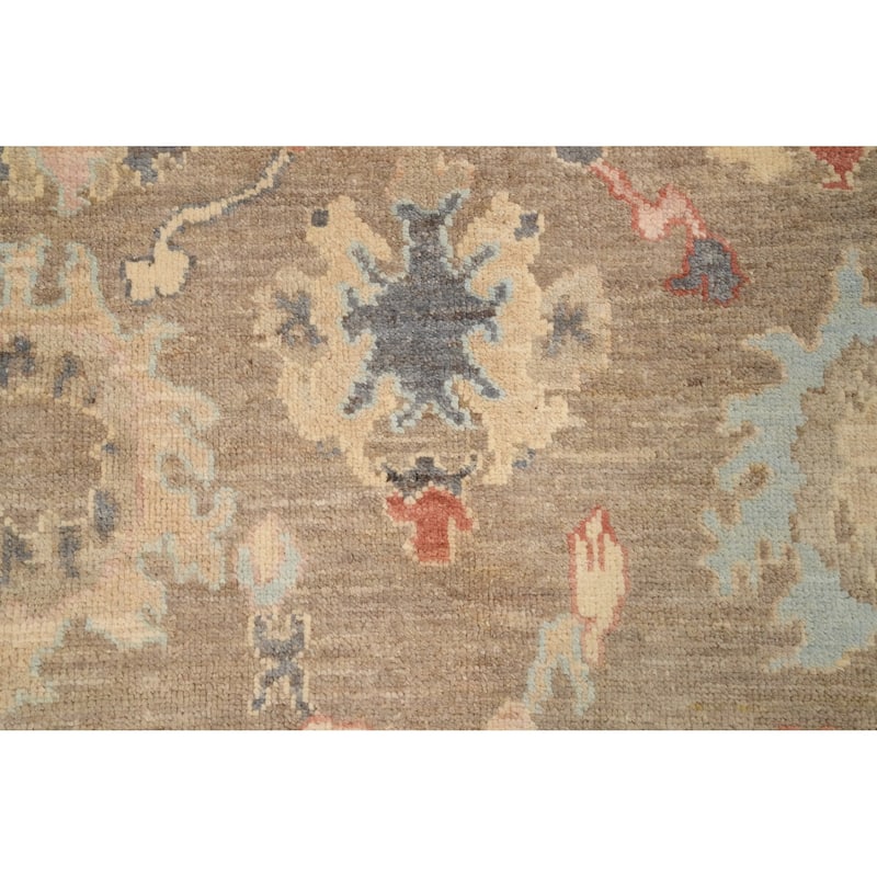 Hand Knotted Oriental 100% Wool Carpet Transitional All-Over Brown Oushak Area Rug - 6' 8'' X 5' 3''