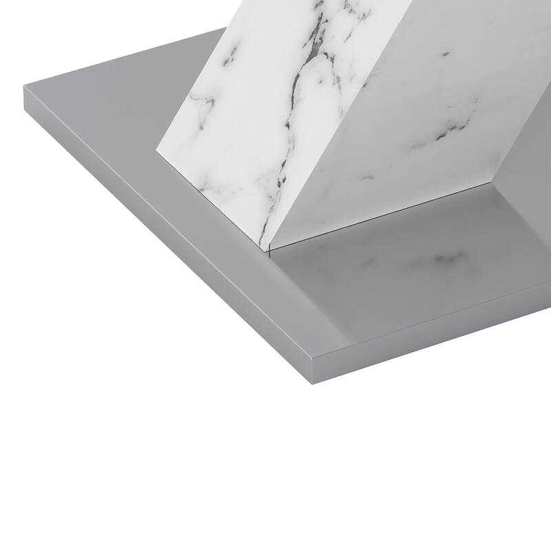 Modern Square Dining Table with Marble Table Top and X-Shape Table Leg
