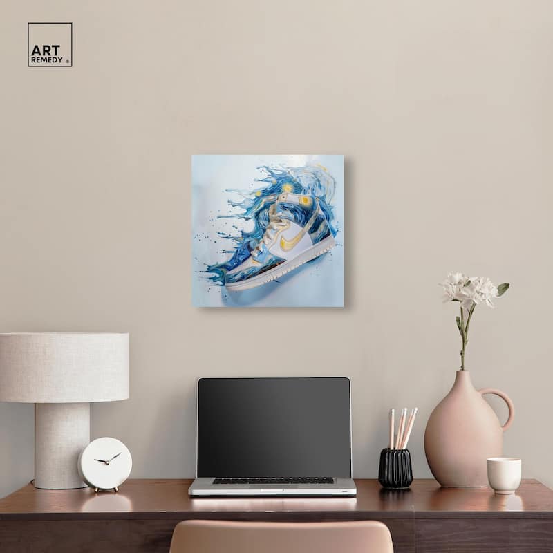 Starry Night Sneaker Splash Canvas by Art Remedy, Gallery Wrapped