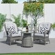 preview thumbnail 8 of 11, 3-piece Outdoor Wicker Patio Dining Table Set with 2 Chairs Grey