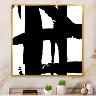 Designart "Black & White Crossing Paths II" Modern & Contemporary Framed Canvas