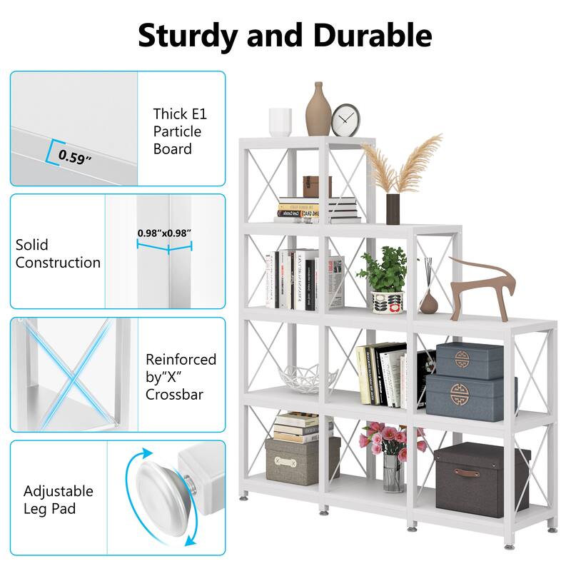 12 Shelves Ladder Bookshelf Bookcase Display Shelf