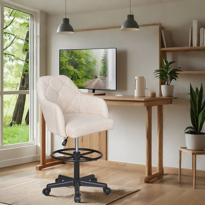 VECELO Swivel Wingback Tilting Drafting Chairs 32.28"-40.16" Adjustable Height Diamond Tufted Back Naihead Home Office Chairs