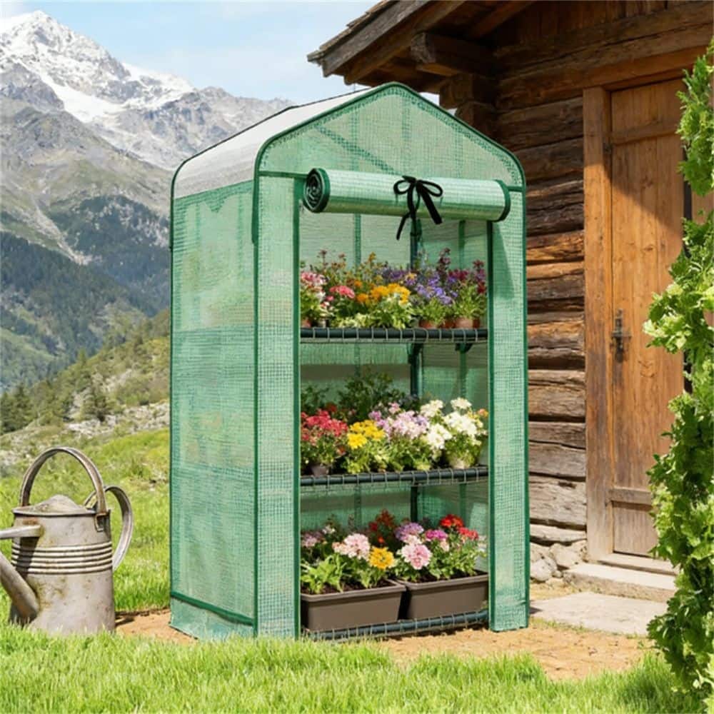 Mini Greenhouse, Plant Rack - green