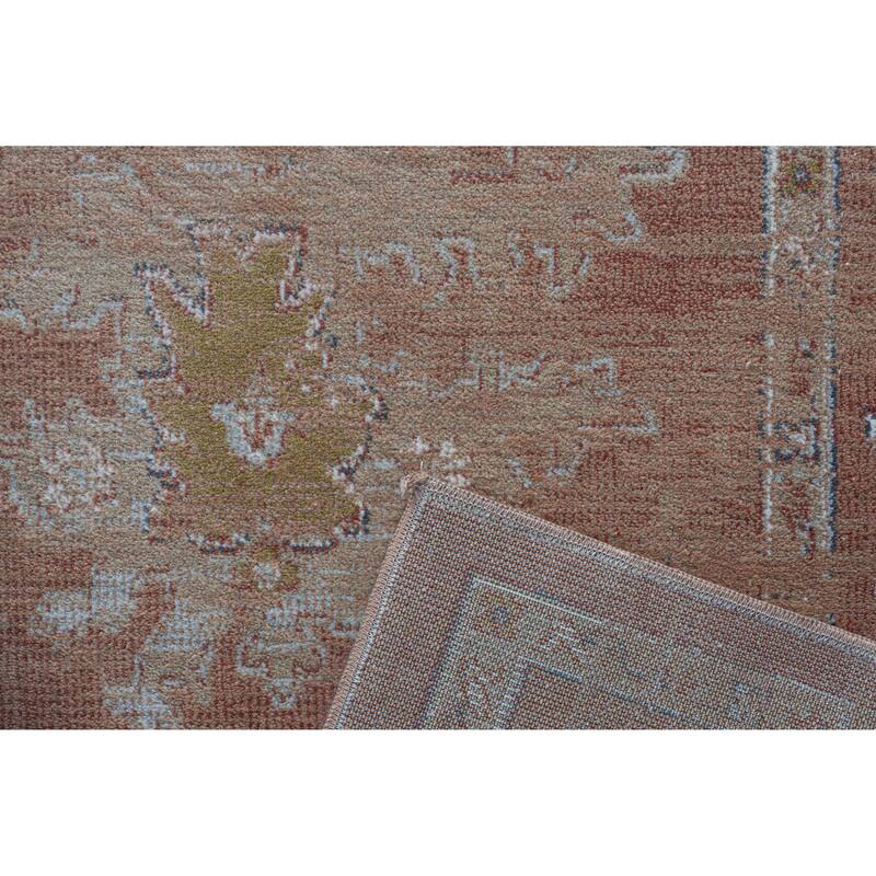 Eno Elmina Rust, Beige, Ivory, and Green Viscose Area Rug - 2'3" x 12' Runner