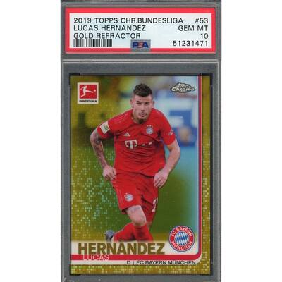 Lucas Hernandez 2019 Topps Chrome Bundesliga Gold Refractor Card PSA 10 /50 - 8'6" x 11'6"
