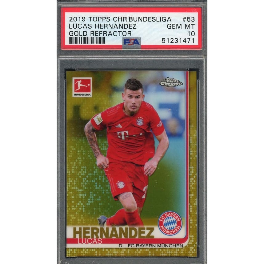 Lucas Hernandez 2019 Topps Chrome Bundesliga Gold Refractor Card PSA 10 /50 - 8'6" x 11'6"