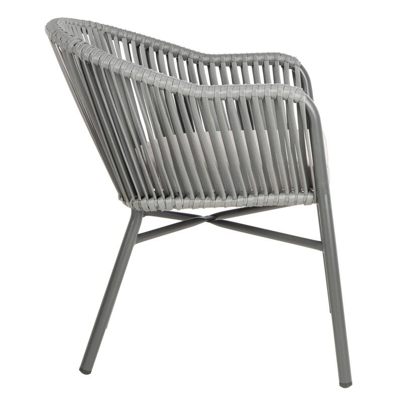 SAFAVIEH Outdoor Abril Rope Chair - Grey (Set of 2) - 22Wx25Dx30H