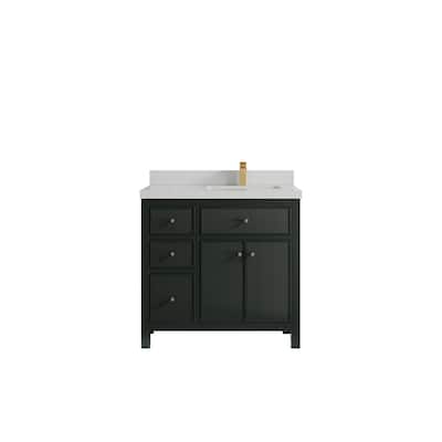 Willow Collections 36 in W x 22 in D Sonoma Right Offset Free Standing Reeded Bathroom Vanity with Countertop
