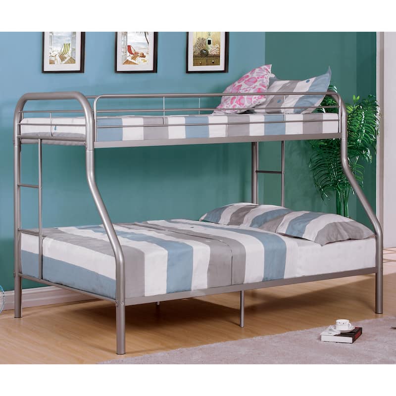 Furniture of America Hind Modern Metal Twin over Full Bunk Bed - Silver