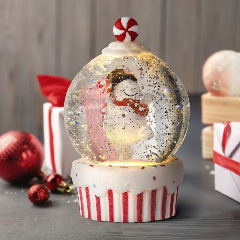 7"Led Usb Snowman Cupcake Water Globe