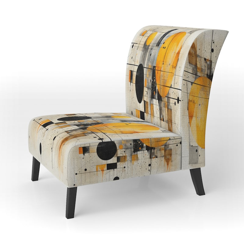 Designart "Geometric Abstraction III" Upholstered Abstract Shapes Accent Chair and Modern & Contemporary Arm Chair