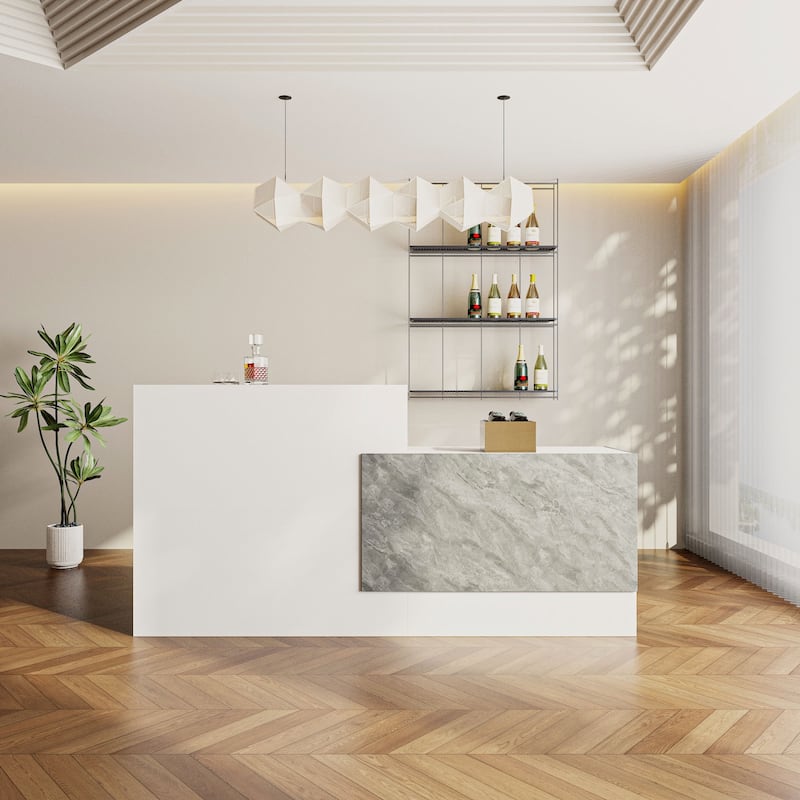 Reception Desk in White with Computer Surface and 4 Shelves