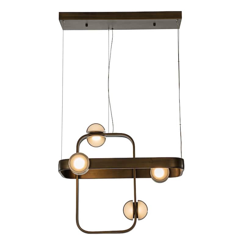 8-Light Modern Geometric Kitchen Island LED Chandelier Unique Antique Copper Dining Room Pendant