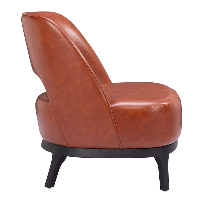 HomeRoots 26" Brown And Black Faux Leather Lounge Chair - 25.6' X '30.5' X '28.7
