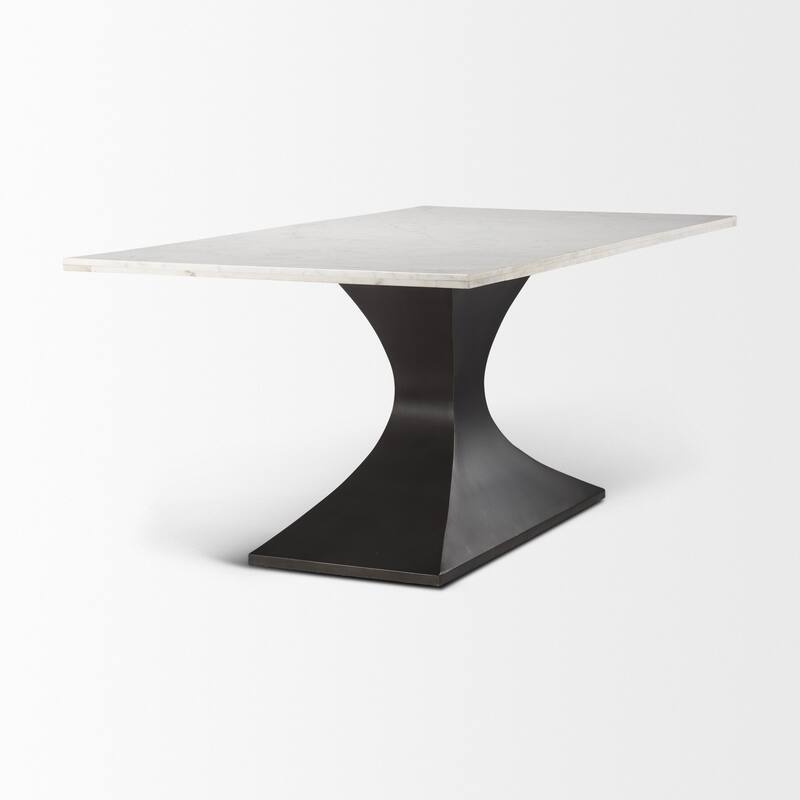 Maxton Light Brown Solid Wood w/ Black Iron Pedestal Base Rectangular Dining Table
