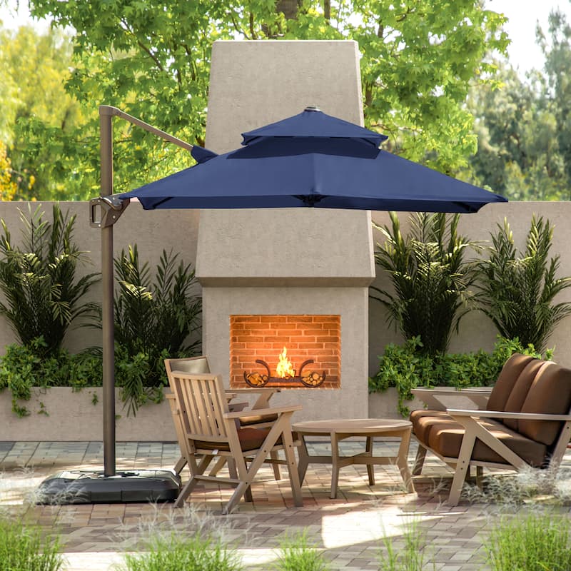 Furniture of America Aires 10-foot Steel Square Cantilever Offset Tilt Roma Umbrella - Dark Blue (Umbrella Only)