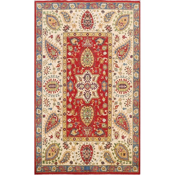 slide 1 of 20, Floral Traditional Oriental Kazak Area Rug Wool Hand-knotted Carpet - 5'9" x 9'1"