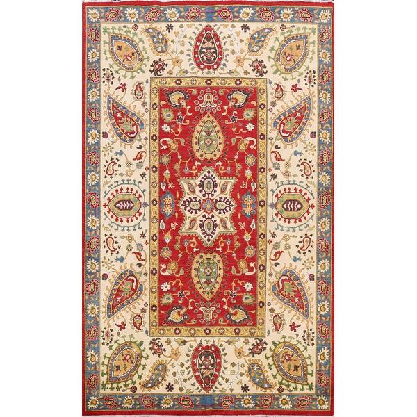 slide 1 of 20, Floral Traditional Oriental Kazak Area Rug Wool Hand-knotted Carpet - 5'9" x 9'1"