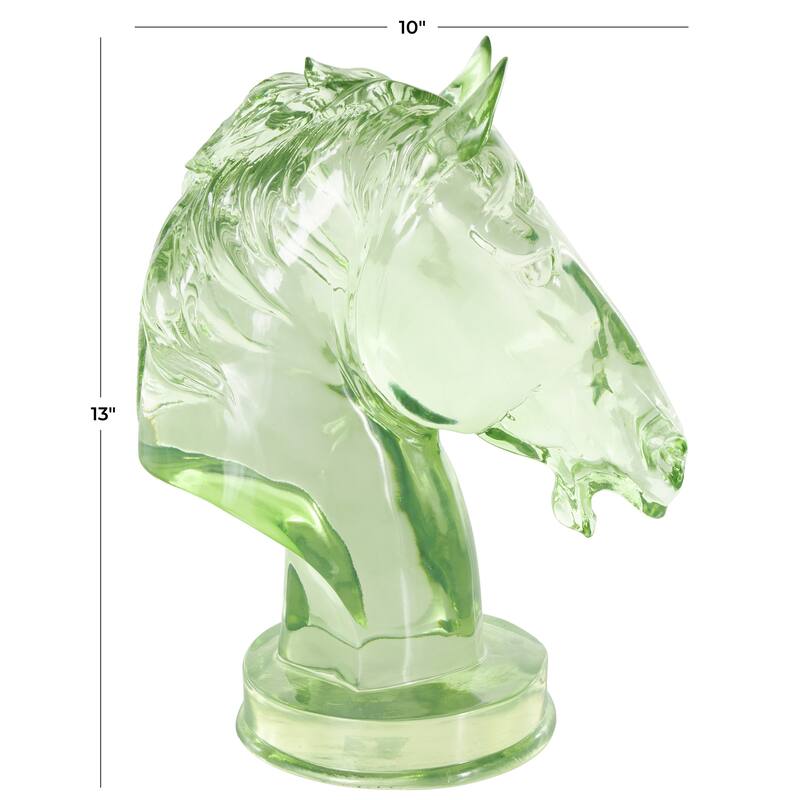 Green, Light Blue or Pink Resin Tinted Horse Decorative Sculpture