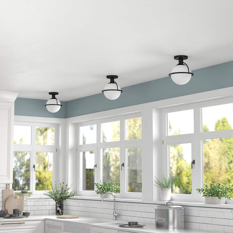 Cieonna 9.25" Wide Semi Flush Mount with Glass Shade