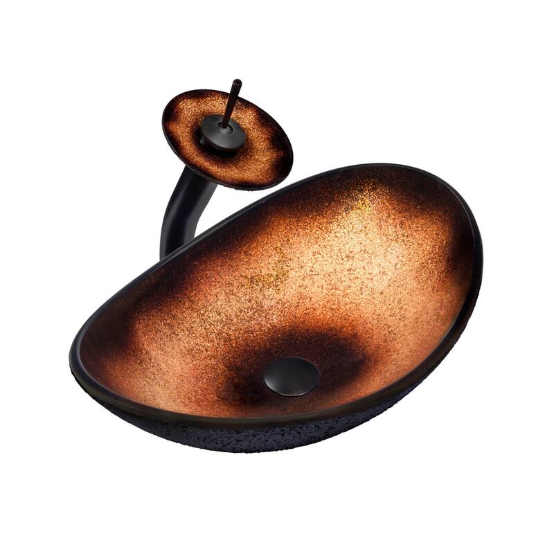 Miseno Hand Painted 21-1/2" Glass Vessel Bathroom Sink with Single