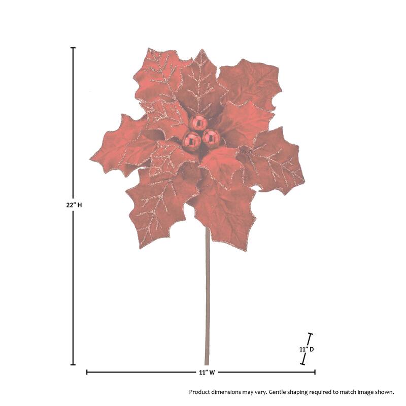 22" Royalty Poinsettia Stem