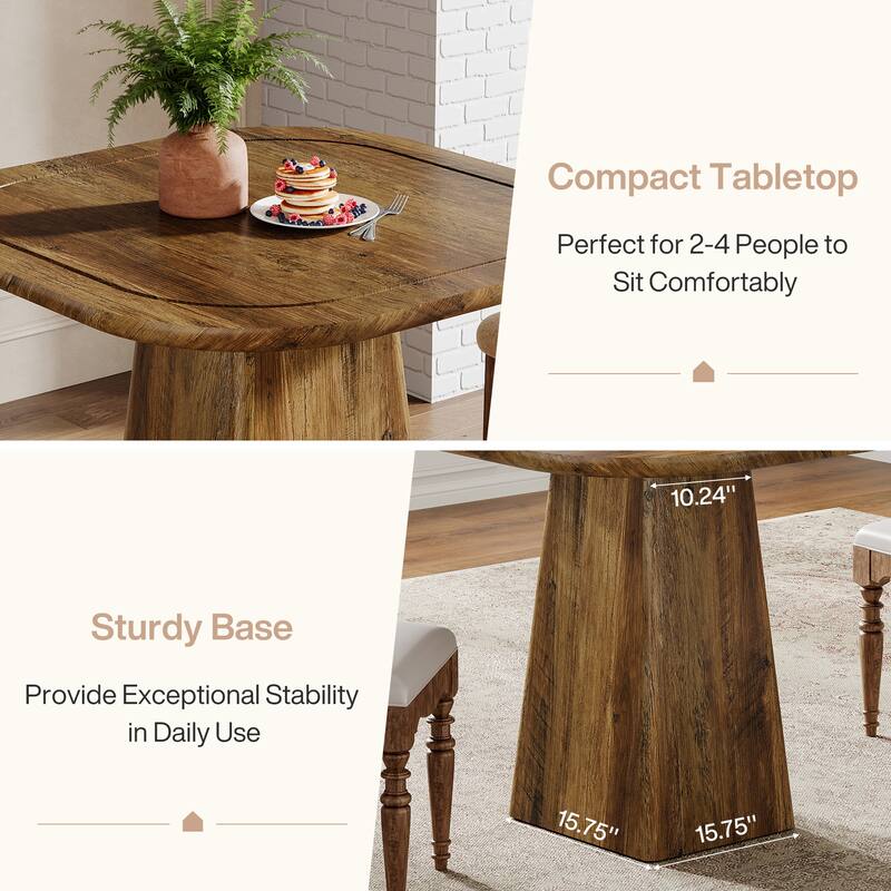 31.5" Square Dining Table for 2-4, Farmhouse Small Kitchen Table