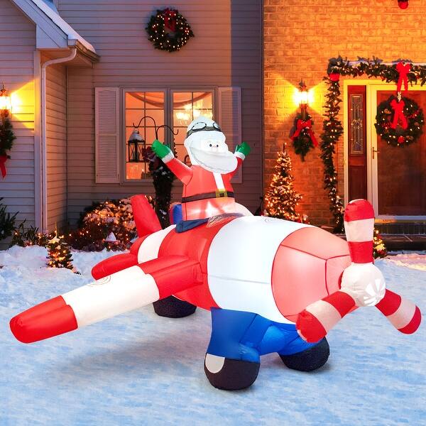 Shop Costway 8ft Led Inflatable Christmas Santa Claus Flying