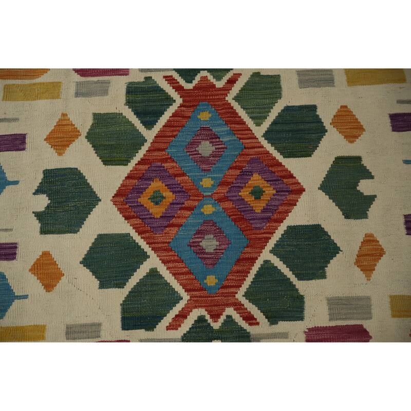 Hand Woven Oriental 100% Wool Carpet Southwestern Tribal Multi-Colored Kilim Area Rug - 11' 4'' X 8' 4''
