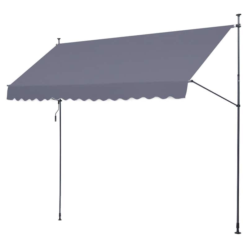 Retractable Patio Awning 157x47" Manual Sunshade with Crank Handle - 157" x 47" x 122"