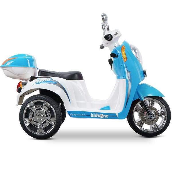 Shop Kidzone Kids Ride On Scooter 3 Wheel 6v Electric Max 1 9 Mph Blue Standard On Sale Overstock 30212818
