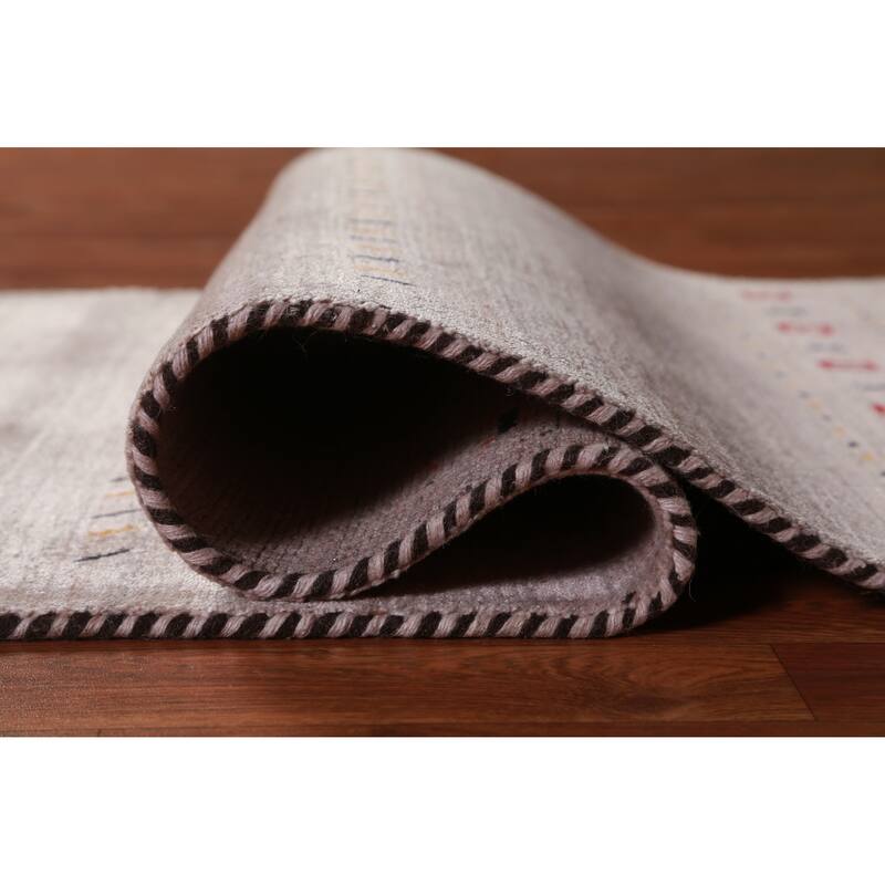 Hand Knotted Oriental 100% Wool Carpet Tribal Animal Pictorial Brown Gabbeh Runner Rug - 9' 10'' X 2' 9''