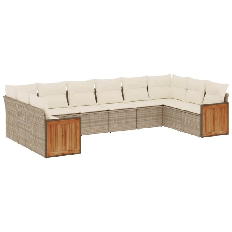 vidaXL Patio Sofa Set with Cushions Outdoor Conversation Furniture Poly Rattan