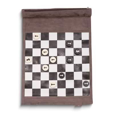 Curata Gray Suede Roll Up 12.5 Travel Chess Set