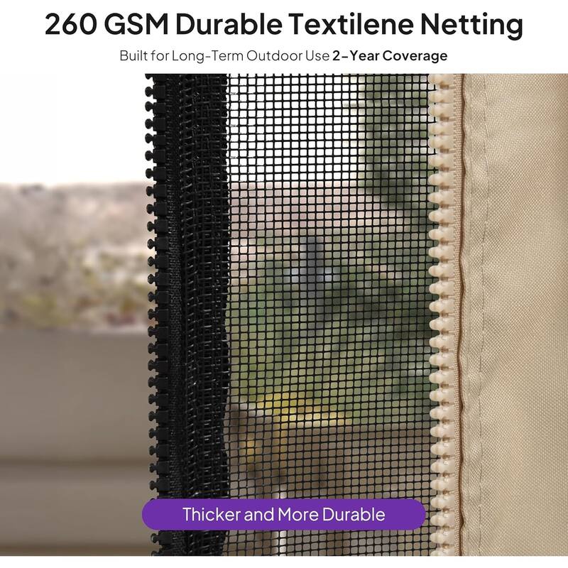 PURPLE LEAF Outdoor Hardtop Gazebo Pro Champagne Metal Frame Galvanized Steel Double Roof with Curtains and Netting for Poolside