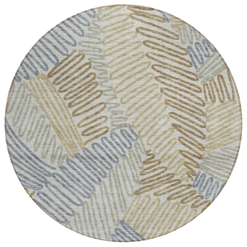 Machine Washable Indoor/ Outdoor Chantille Contemporary Squiggles Rug