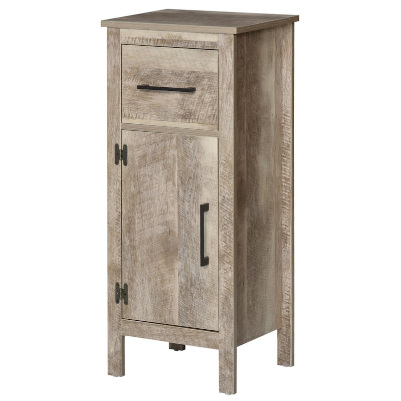 kleankin Bathroom Floor Cabinet Storage Cupboard with Drawer and Adjustable Shelf for Entryway or Living Room, Barnwood