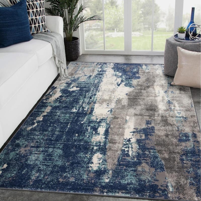 Luxe Weavers Modern Area Rug with Abstract Patterns - 2' x 3' - Blue