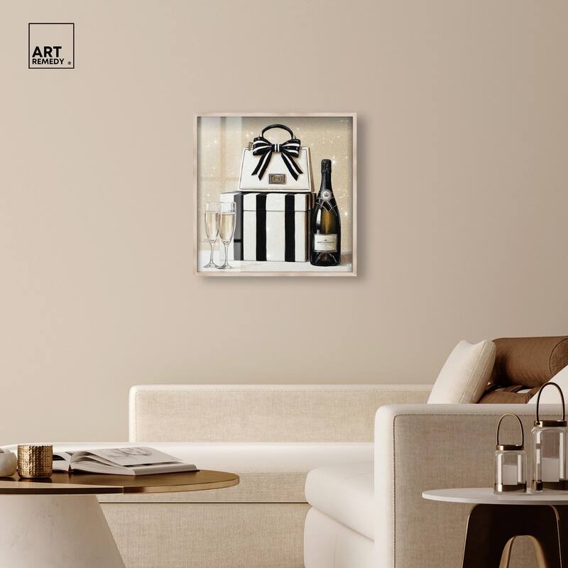 Black and White Striped Glam Shadowbox by Art Remedy