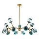 preview thumbnail 13 of 12, 15-Light Modern Large Sputnik Glass Chandelier Cluster Blue Glass Bubble Pendant Light for Dining Room - 40.2 in. W x 13.8 in. H