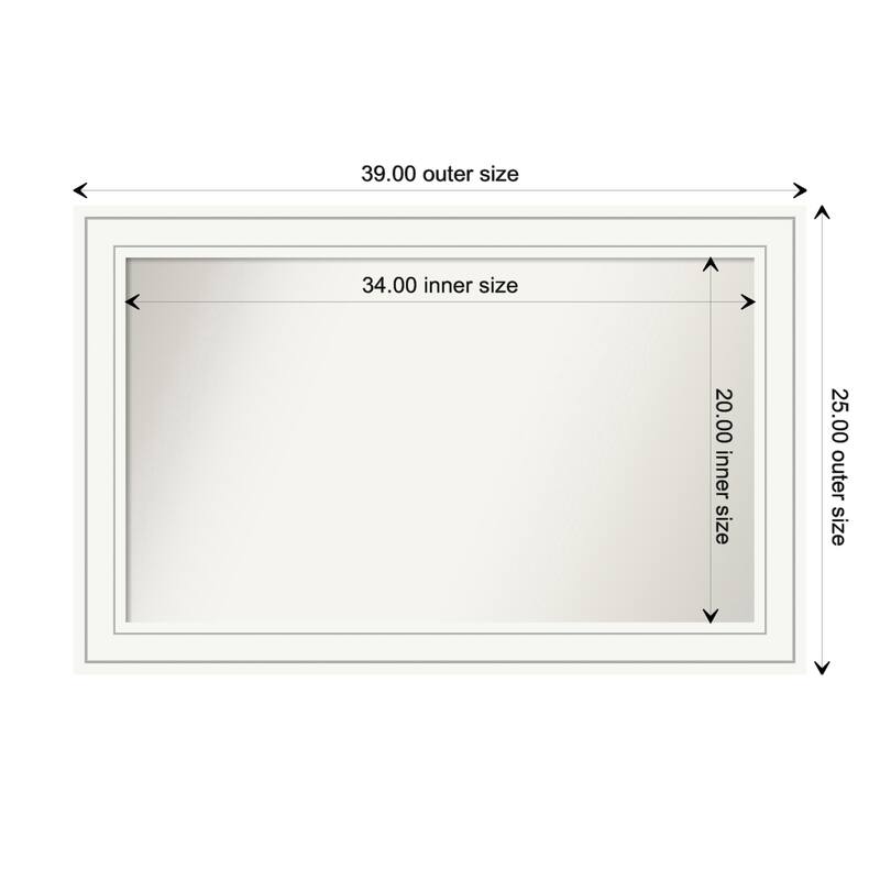 Craftsman White Framed Non-Beveled Custom Wall Mirror, Bathroom Vanity Mirror - Outer Size: 39 x 25