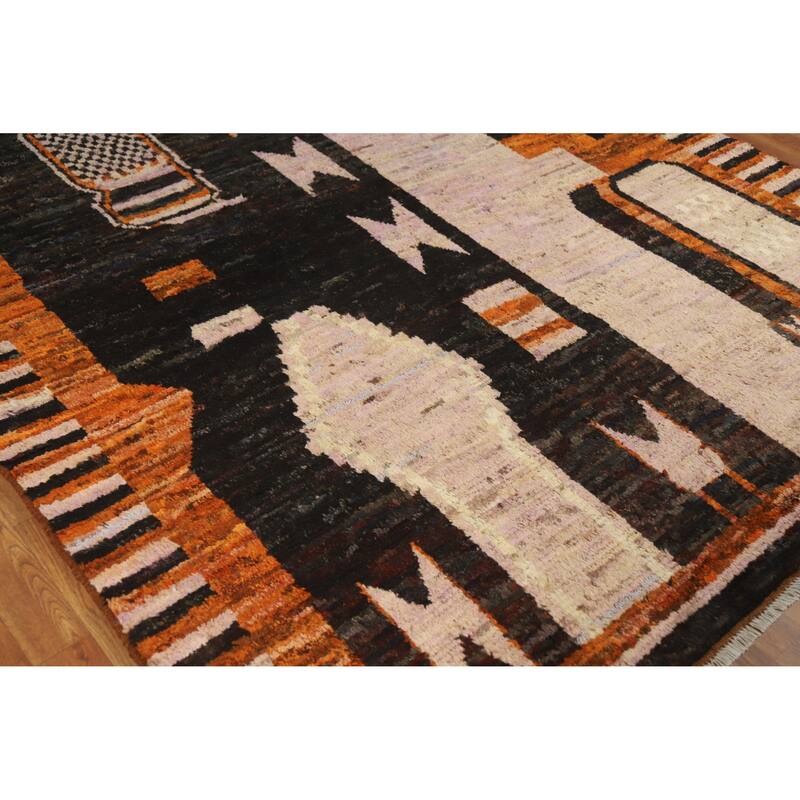 Geometric Moroccan Area Rug Handmade Bedroom Wool Carpet - 6'11" x 9'10"