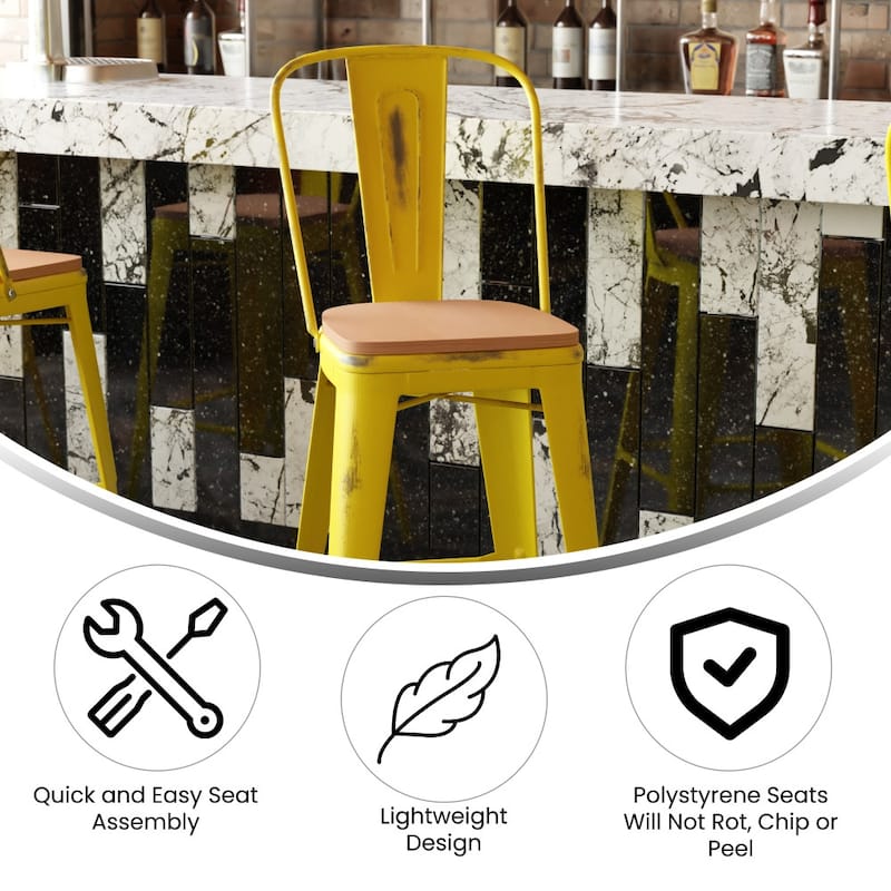 All-Weather Bar Height Stool with Poly Resin Seat