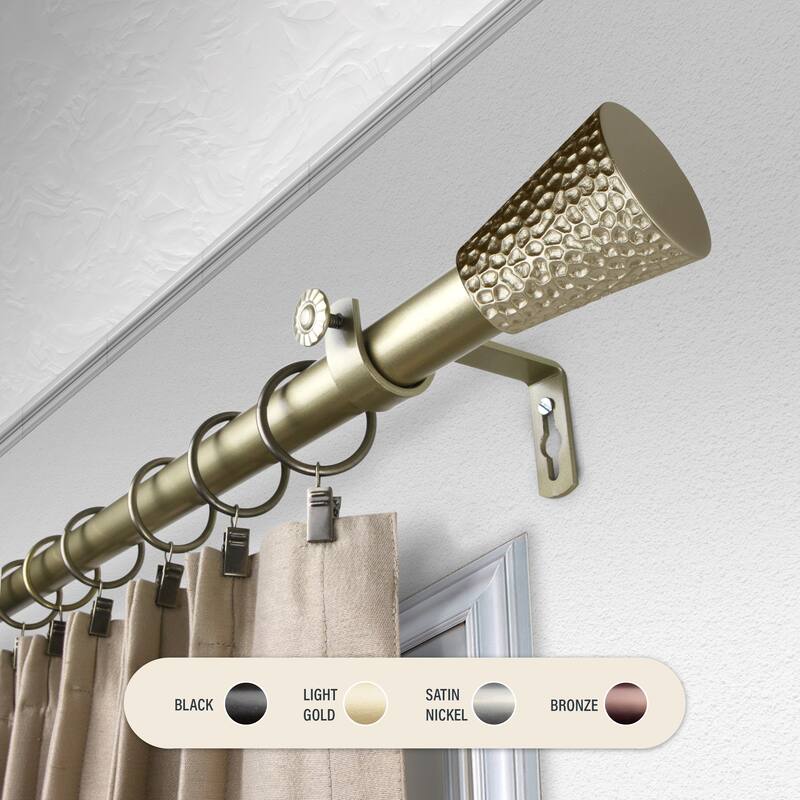 InStyleDesign Emil 1 inch Diameter Adjustable Curtain Rod - 48 to 84 inches - Light Gold