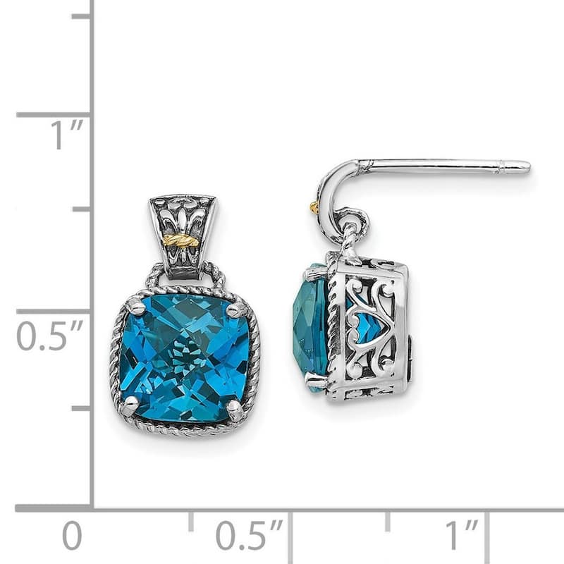 Curata 925 Sterling Silver With 14k London Blue Topaz Post Earrings 17x10mm