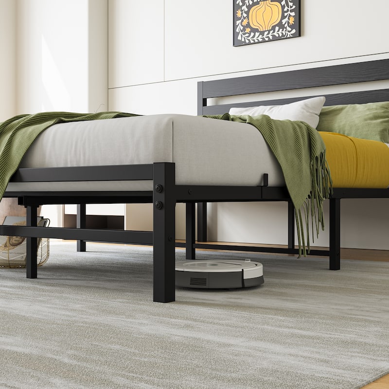 Metal Bed Frame Platform Bed Frame with Headboard, Under Bed Storage, All-Metal Support System, No Box Spring Needed, Noise-Free