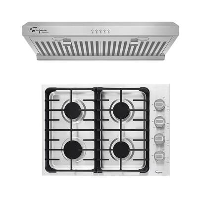 2 Piece Kitchen Appliances Packages Including 30" Gas Cooktop and 30" Under Cabinet Range Hood