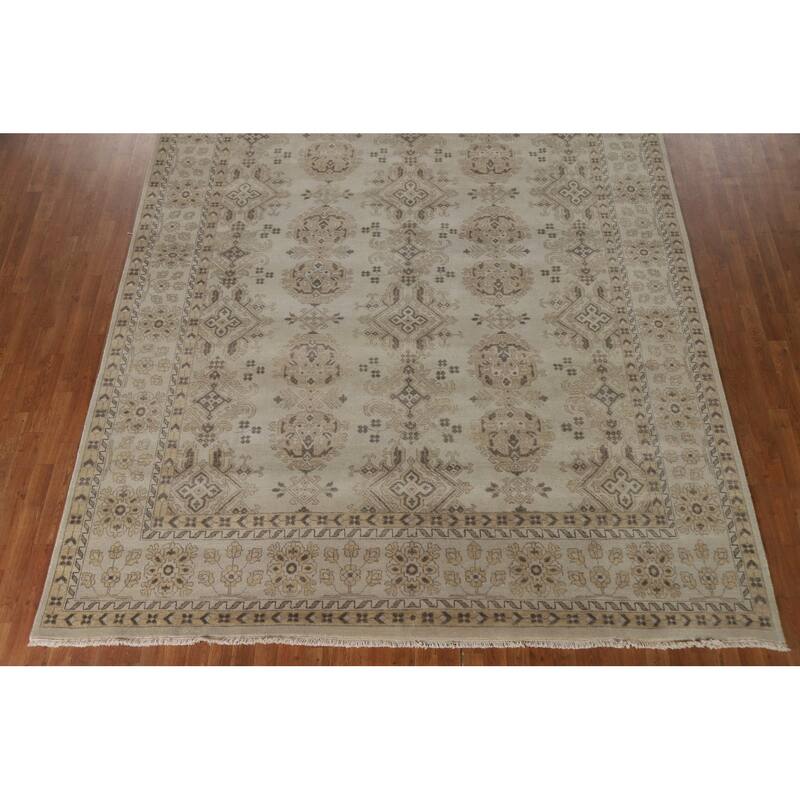 Transitional Oushak Area Rug Hand-Knotted Oriental Wool Carpet - 9'0"x 11'11"